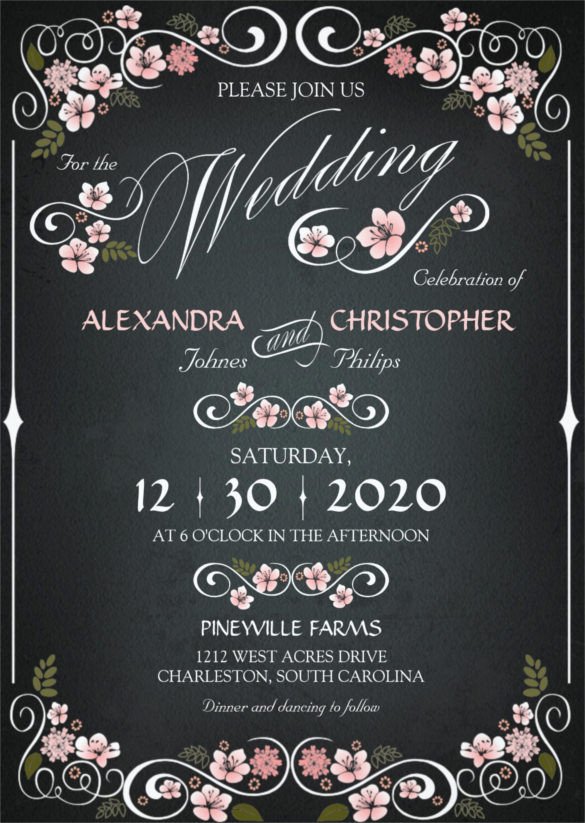 26 Chalkboard Wedding Invitation Templates – Free Sample