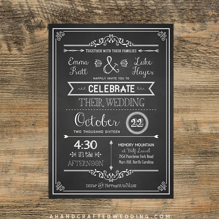 Check out this DIY Chalkboard Wedding Invitation Template