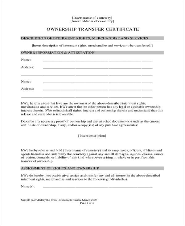 Land Ownership Transfer Agreement Sample