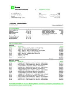 Chase Bank Statement line Template