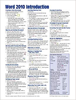 Microsoft Word 2010 Introduction Quick Reference Guide