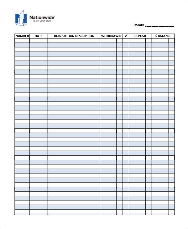 40 Check Register Template Download [Word Excel PDF] 2019