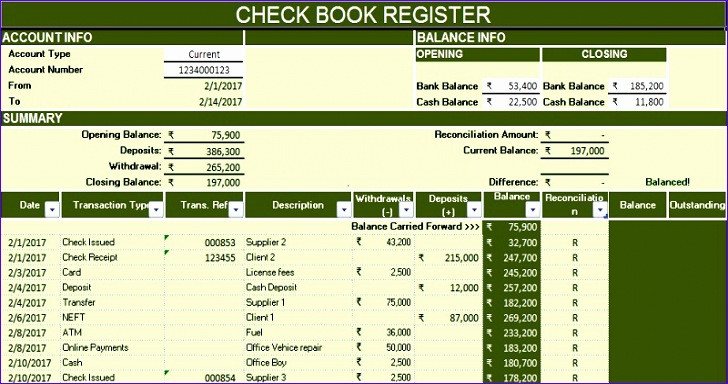 8 Checkbook Template Excel ExcelTemplates ExcelTemplates