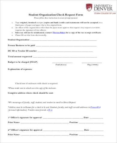 Sample Check Request Form 11 Examples in Word PDF