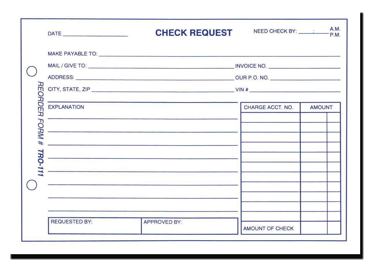 Check Request Form Form TRO 111