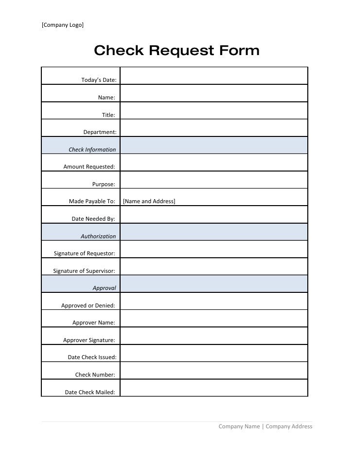 Check request form