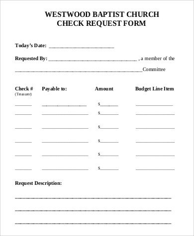 Sample Check Request Form 9 Examples in Word PDF