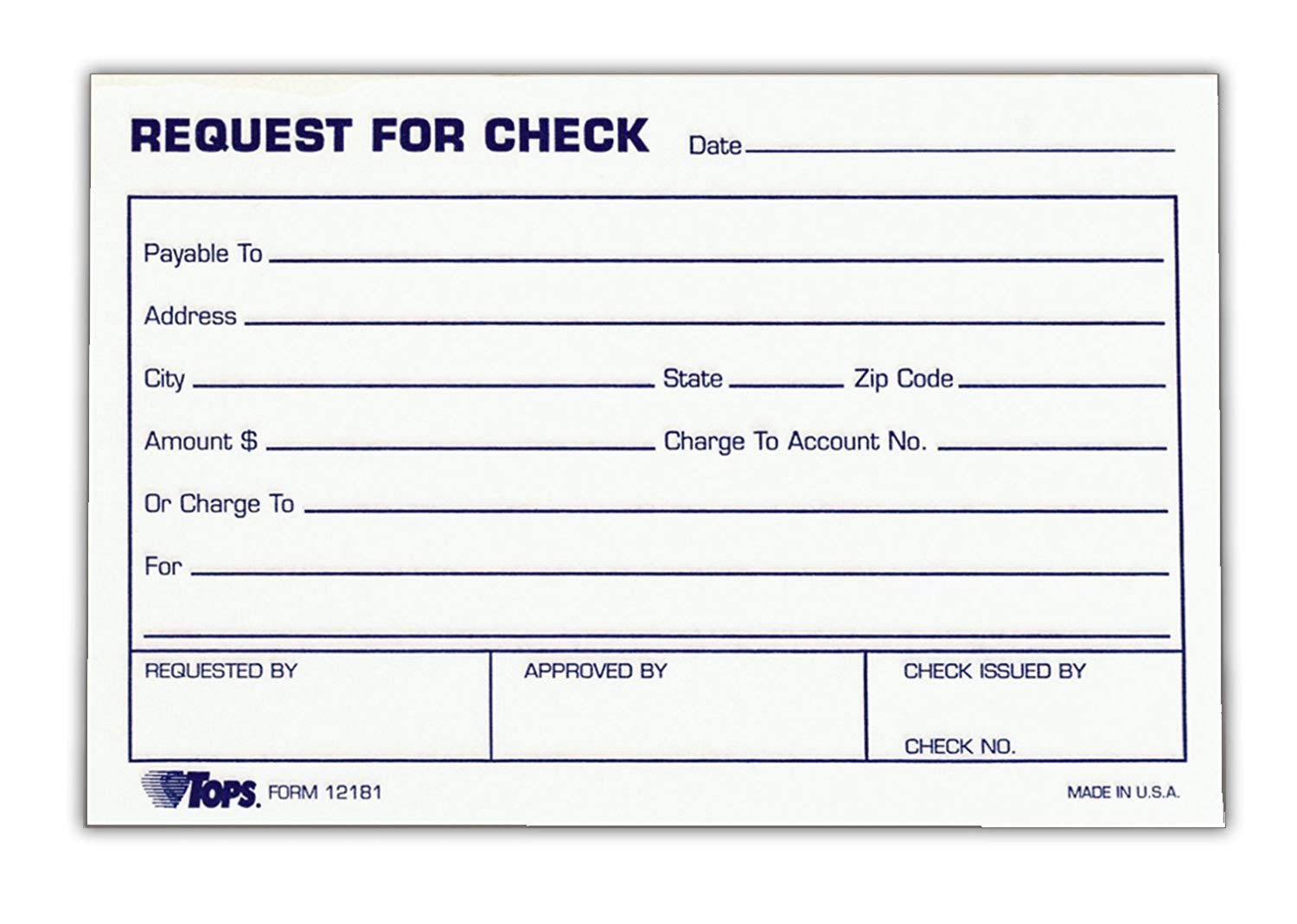 TOPS Check Request Forms 4 x 6 Inch 100 Sheets 2 Pack