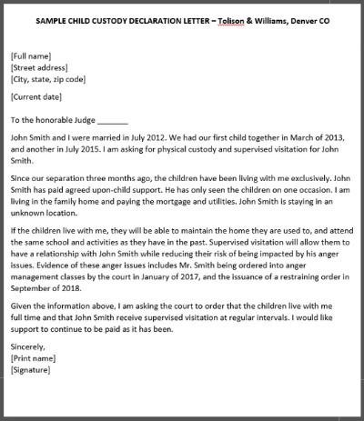 How to Write a Declaration Letter For Child Custody