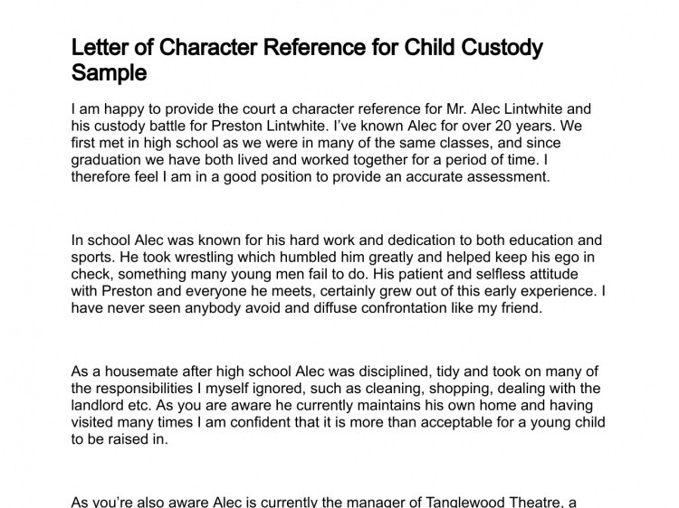 sample character reference for child custody