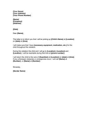 CHILD VISITATION This free printable court letter covers