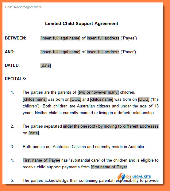 7 child support payment agreement template