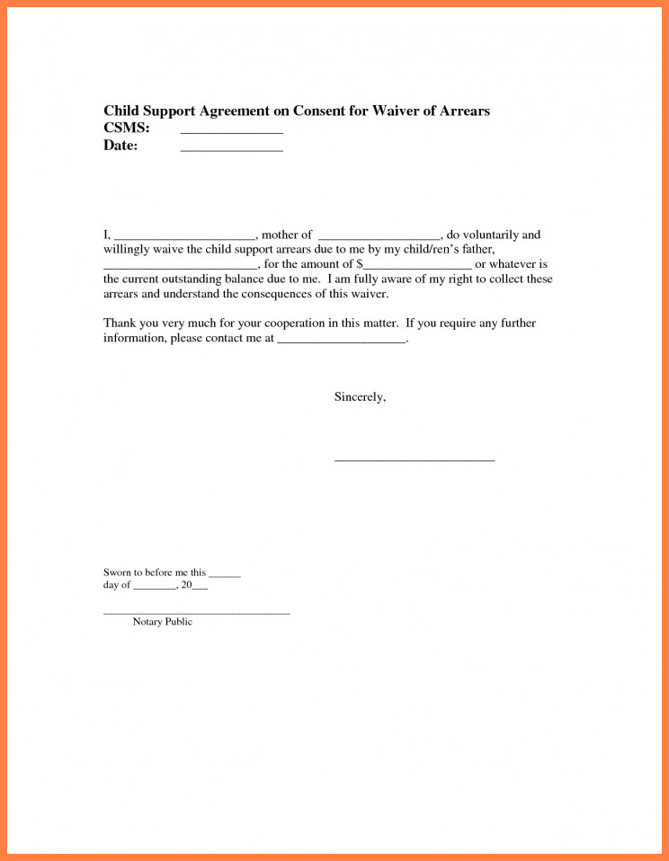 9 sample child support agreement letter template