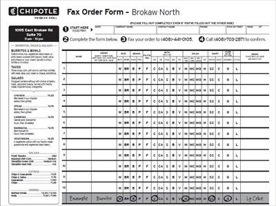 Efficient Chipotle Fax Order Form pdf for everyone