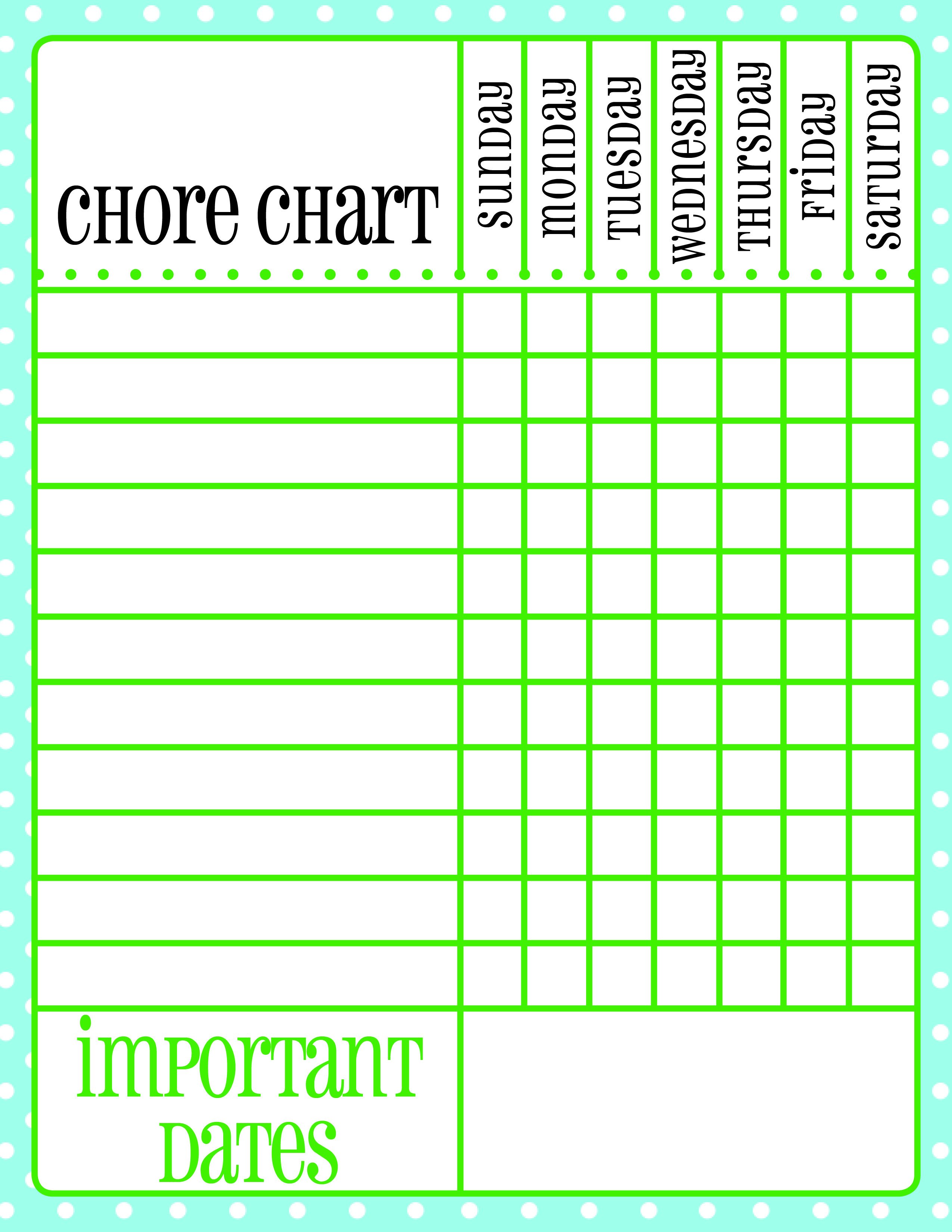 Chore Chart for Kids – Palm Beach Print Shop