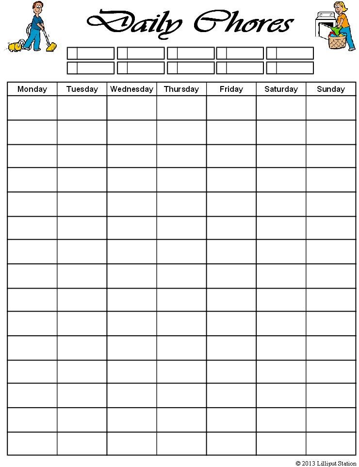 Lilliput Station Chore Charts For Families free