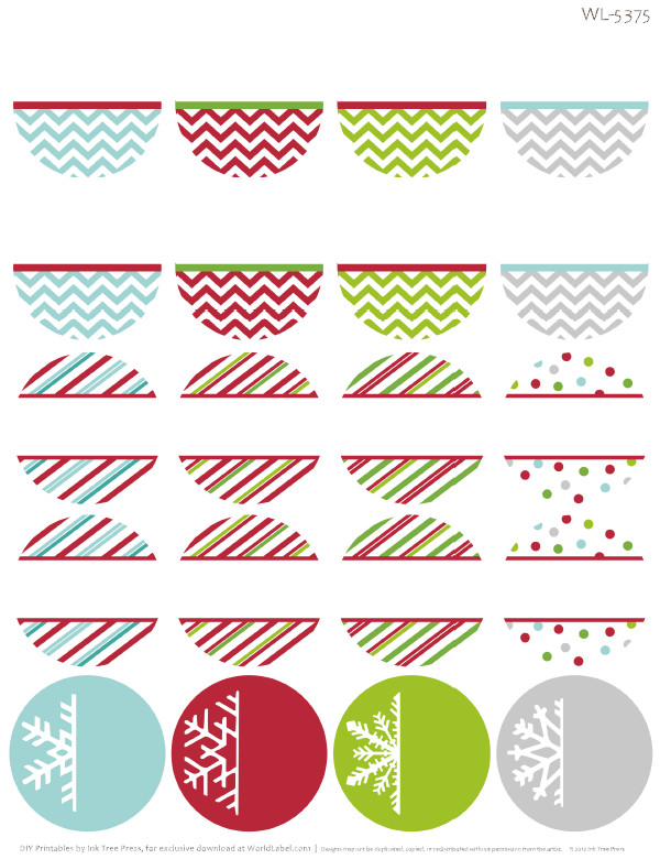Free printable Holiday themed round address labels with
