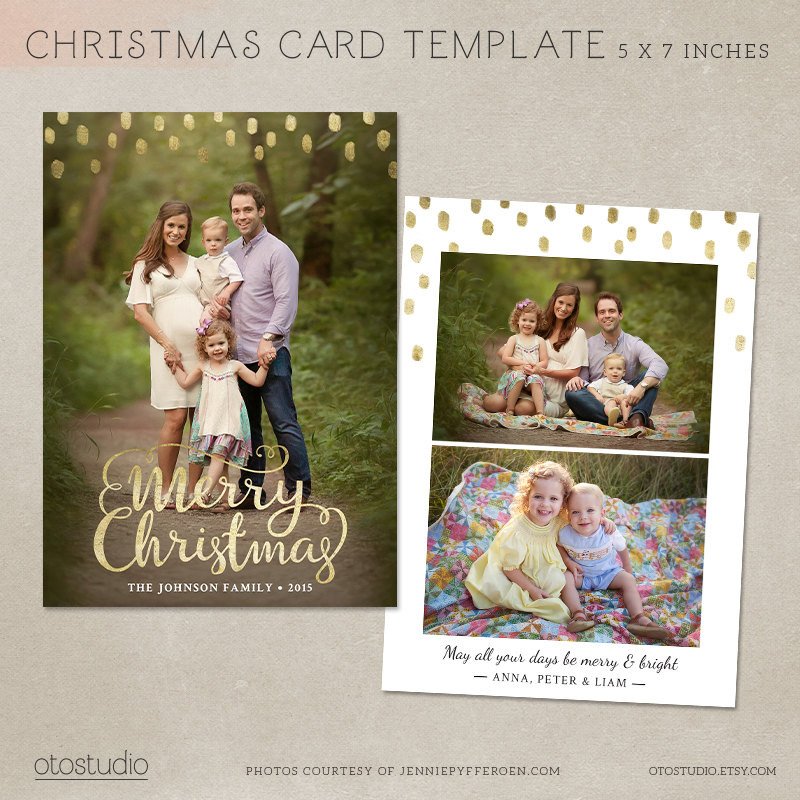 Christmas Card Template shop template 5x7 flat card