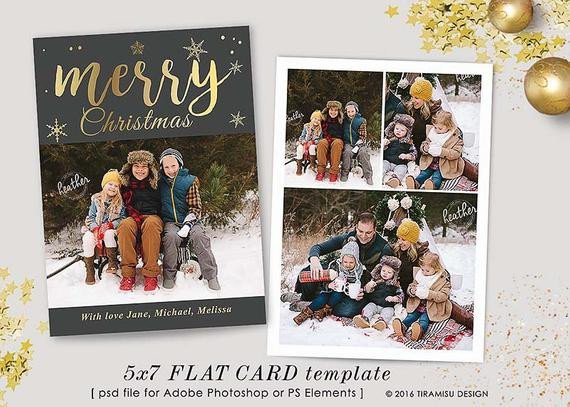 Christmas Card Template 7x5 in Holiday Card Adobe shop