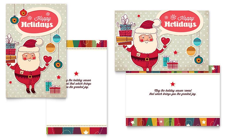 Retro Santa Greeting Card Template Word & Publisher