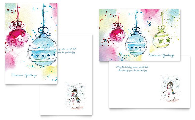 Whimsical Ornaments Greeting Card Template Word & Publisher