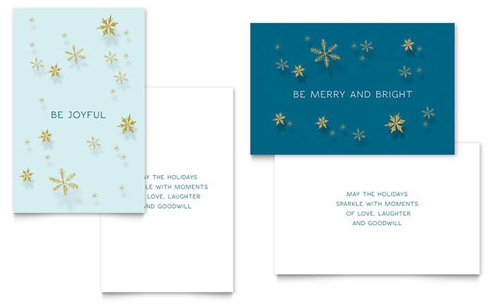 Golden Snowflakes Greeting Card Template Word & Publisher