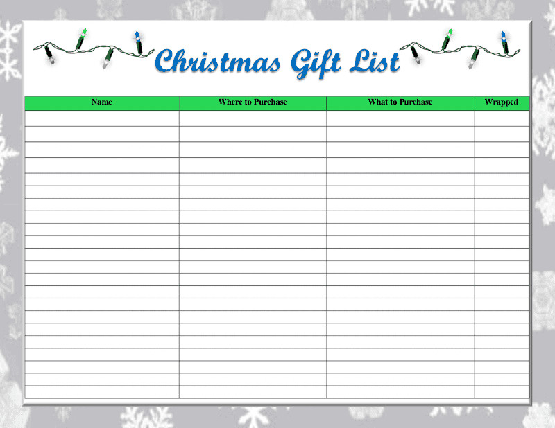 e Thrifty Space Free Printable Christmas Gift List