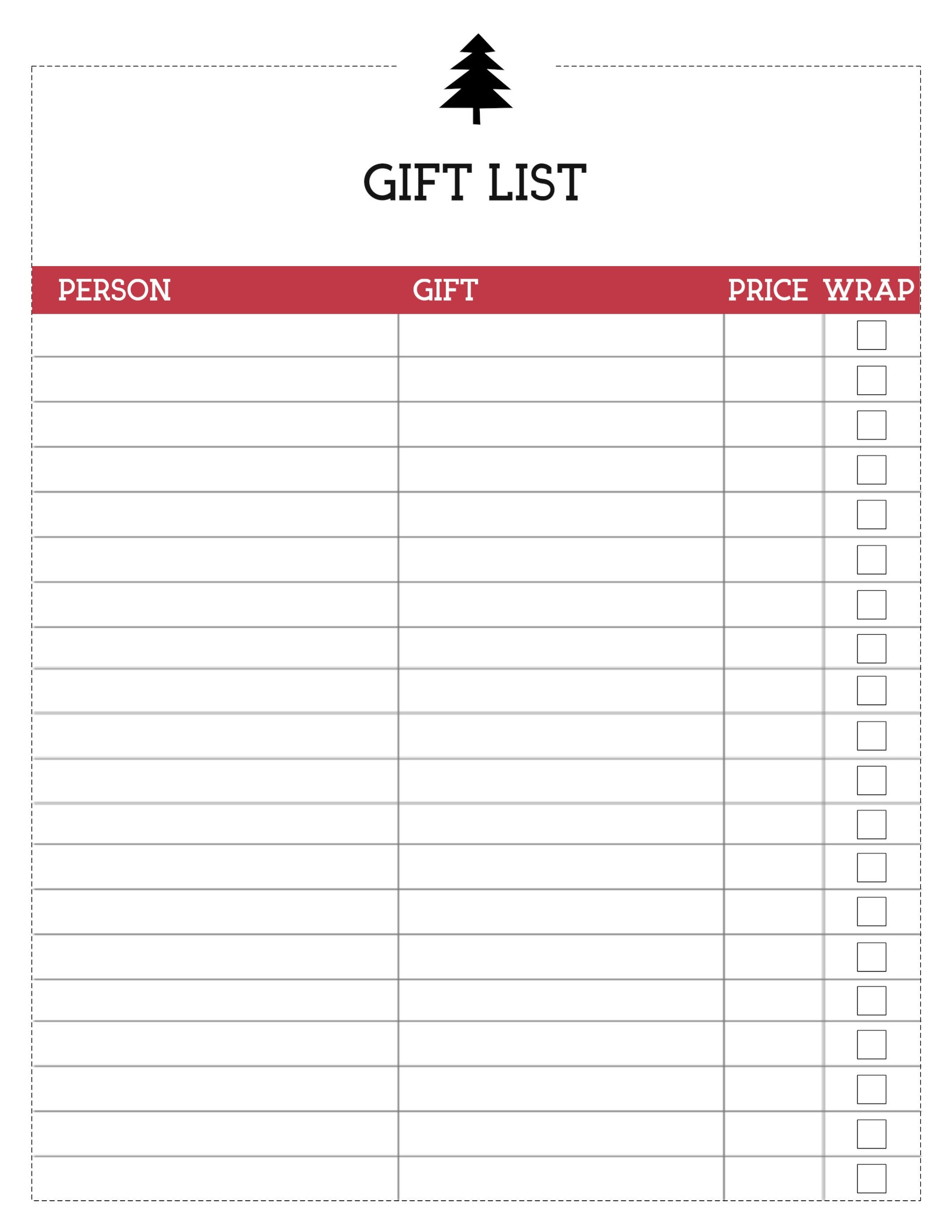 Free Printable Christmas List Template Gift List Paper