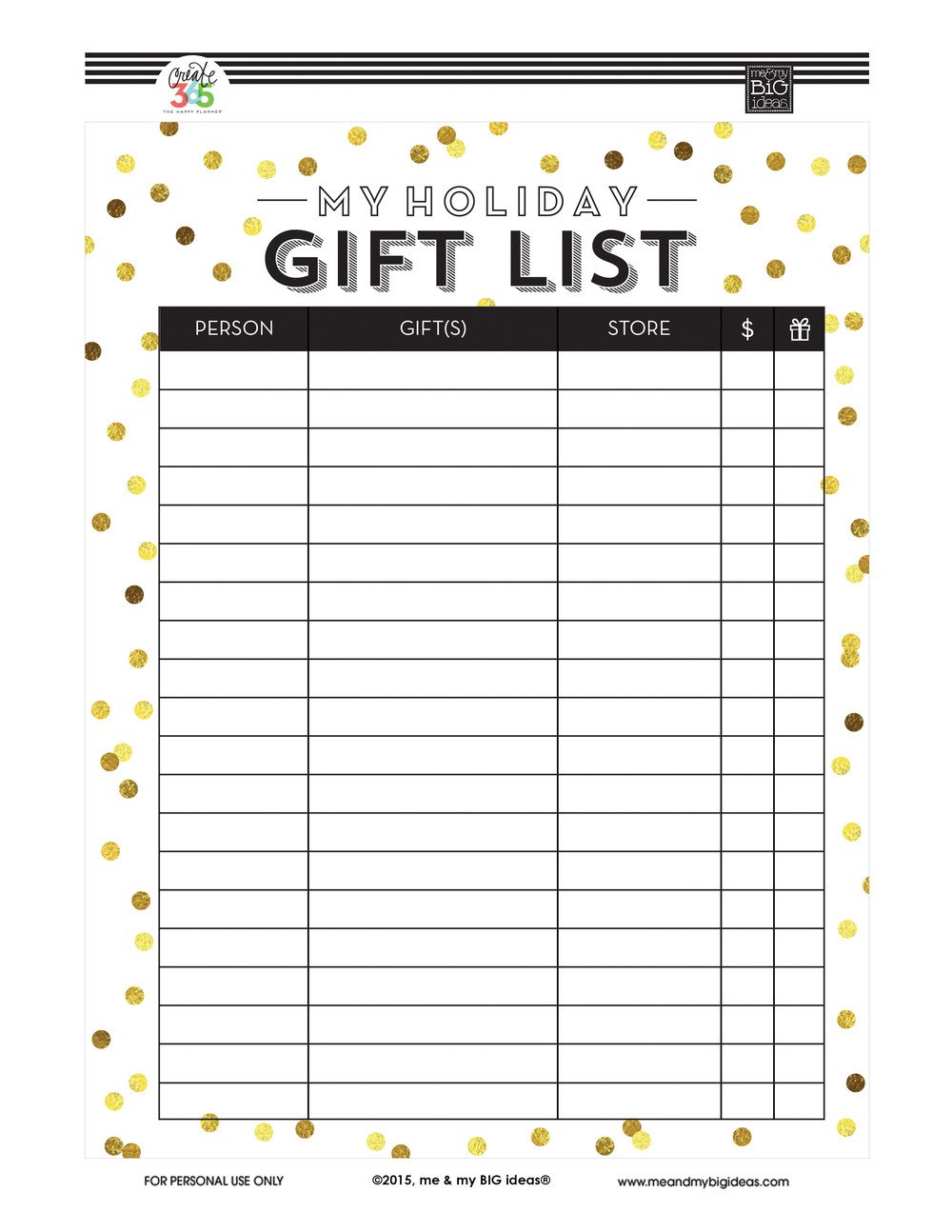 Holiday Gift List FREE PRINTABLES — me & my BIG ideas