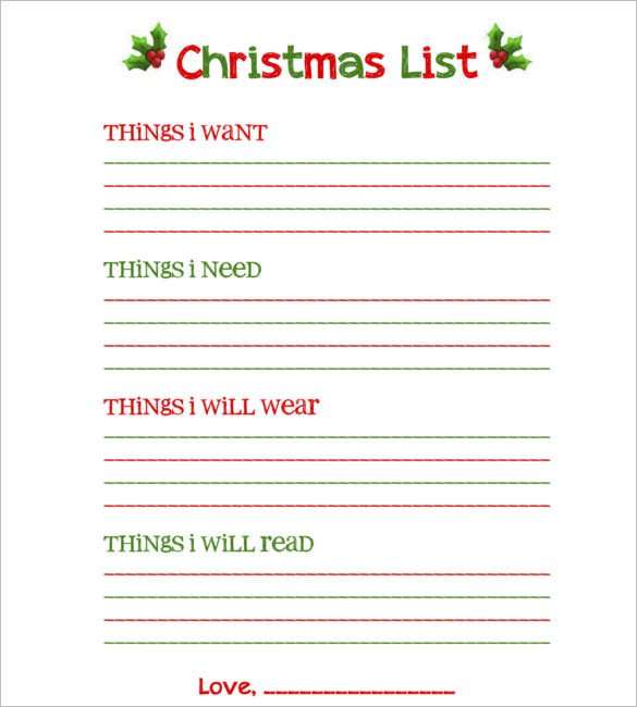 27 Christmas Gift List Templates Free Printable Word