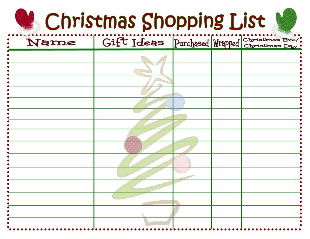 Christmas Shopping List Printable Mom Timeout