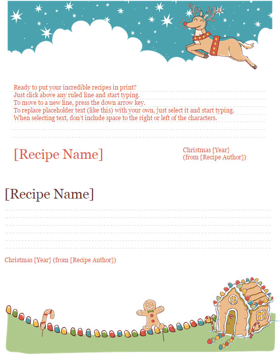 Christmas Recipe Card Template Template Haven