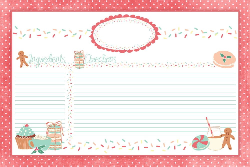 Cute Holiday Recipe Card Printable FOR YOU plus some sweet