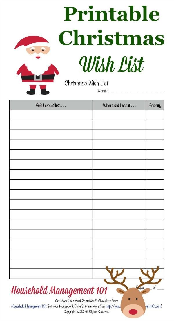 Free Printable Christmas Wish List For Kids & Adults