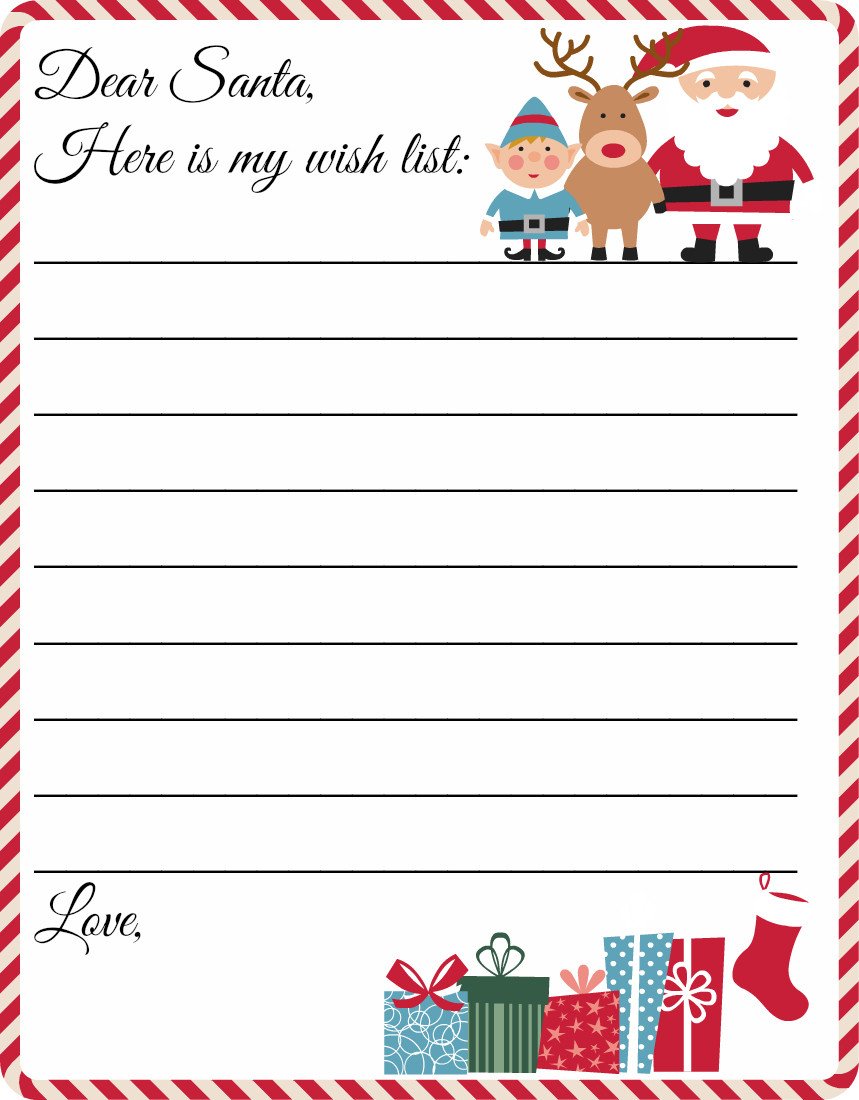 Free Printable Letter to Santa Template Cute Christmas