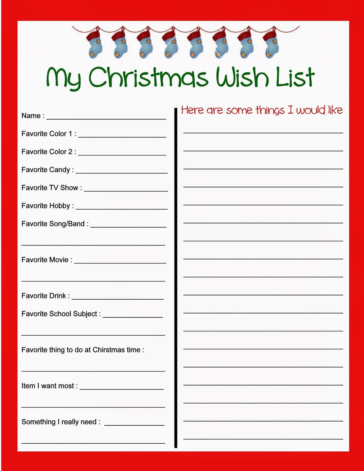 Stout Stop Christmas Wish List and Kids Letter to Santa