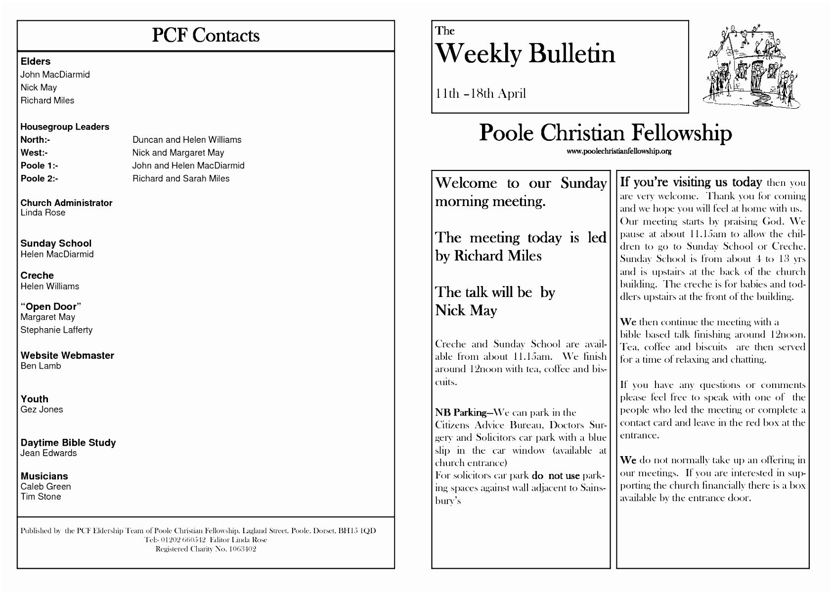 12 Church Bulletin Template Microsoft Word Oinwy