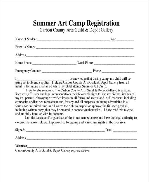 10 Summer Camp Registration Form Samples Free Sample