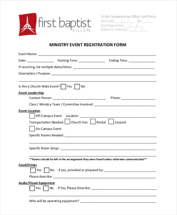 Church Conference Registration Form Template Templates