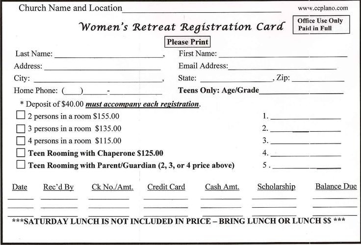 Retreat Registration Form Sample womens retreat