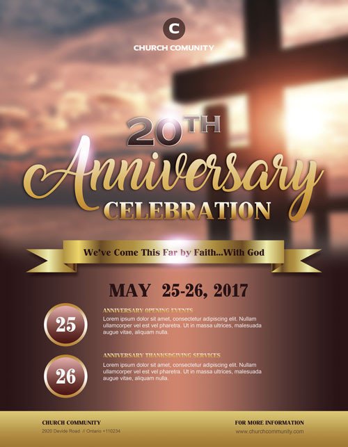 Anniversary Celebration Free Church Flyer Template