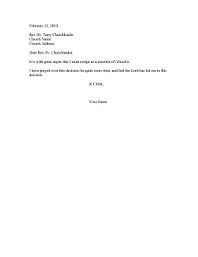 Church Member Resignation Letter