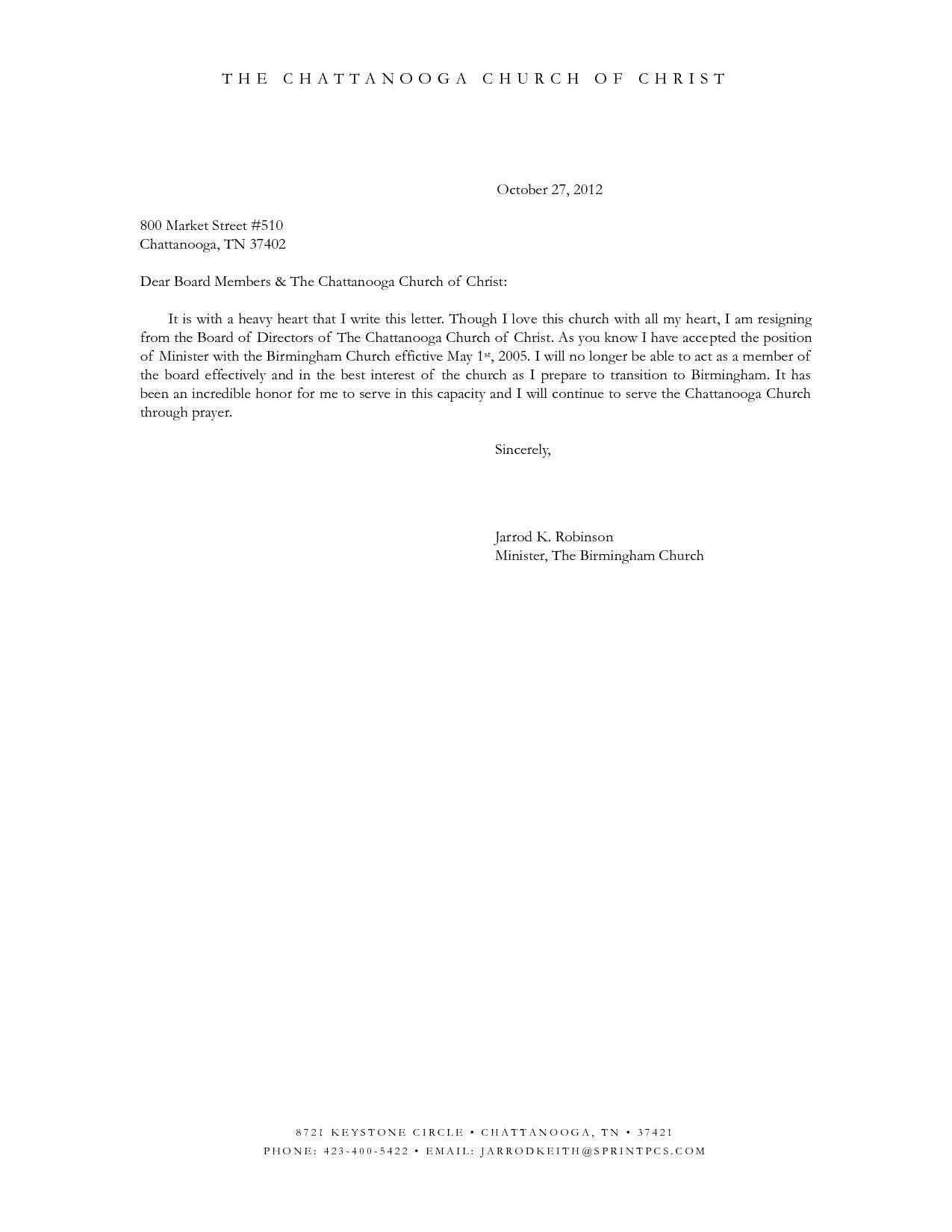 Church Membership Withdrawal Letter – business form letter