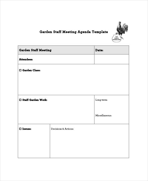 Staff Meeting Agenda Template – 10 Free Word PDF