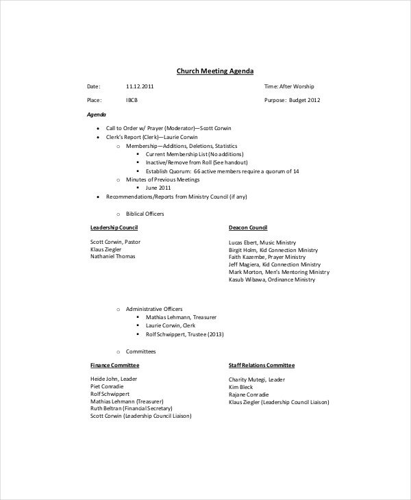 Staff Meeting Agenda Template – 10 Free Word PDF