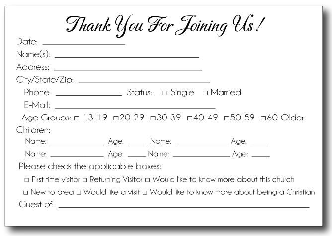 35 Awesome visitor card images Church