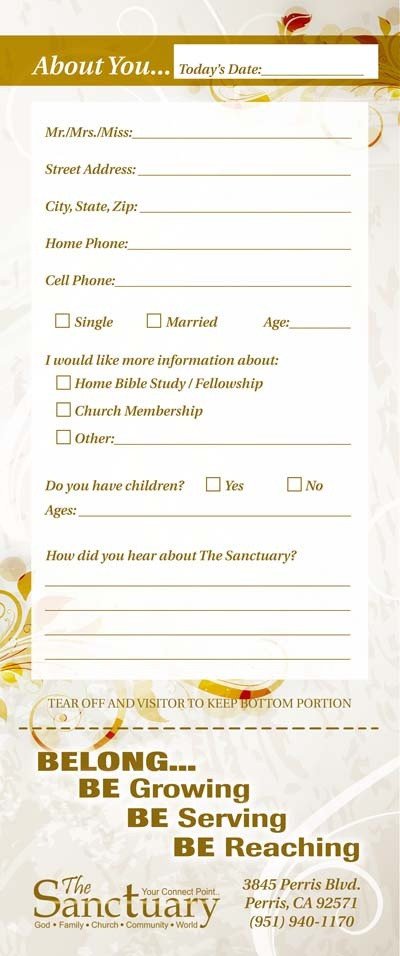 Church Guest Card back