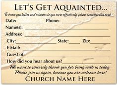 Download this visitor card click the link below Church