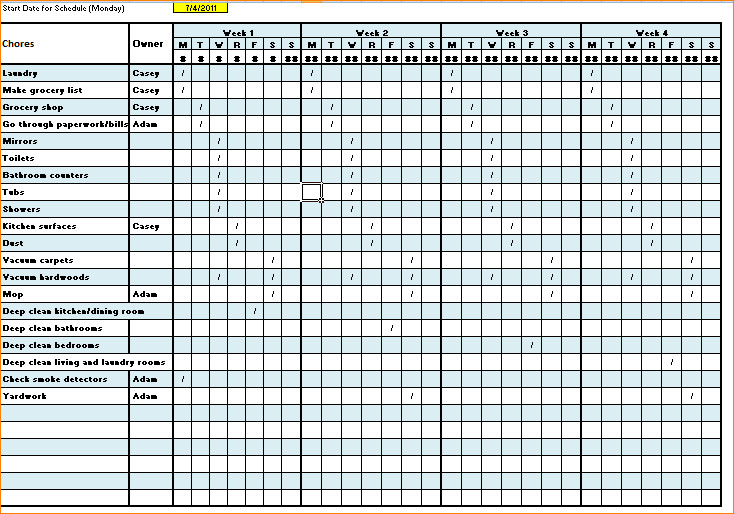 Cleaning Checklist Template Excel