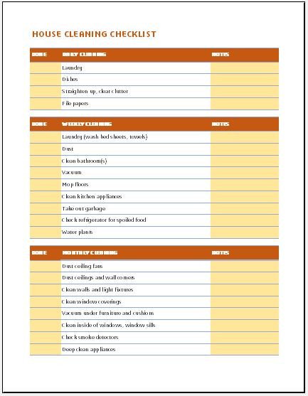 Daily Weekly & Monthly House Cleaning Checklist